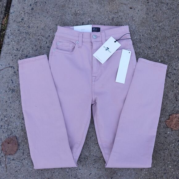 7 For All Mankind High Rise Ankle Skinny Jeans 23 NWT Stretch Denim - Picture 1 of 13